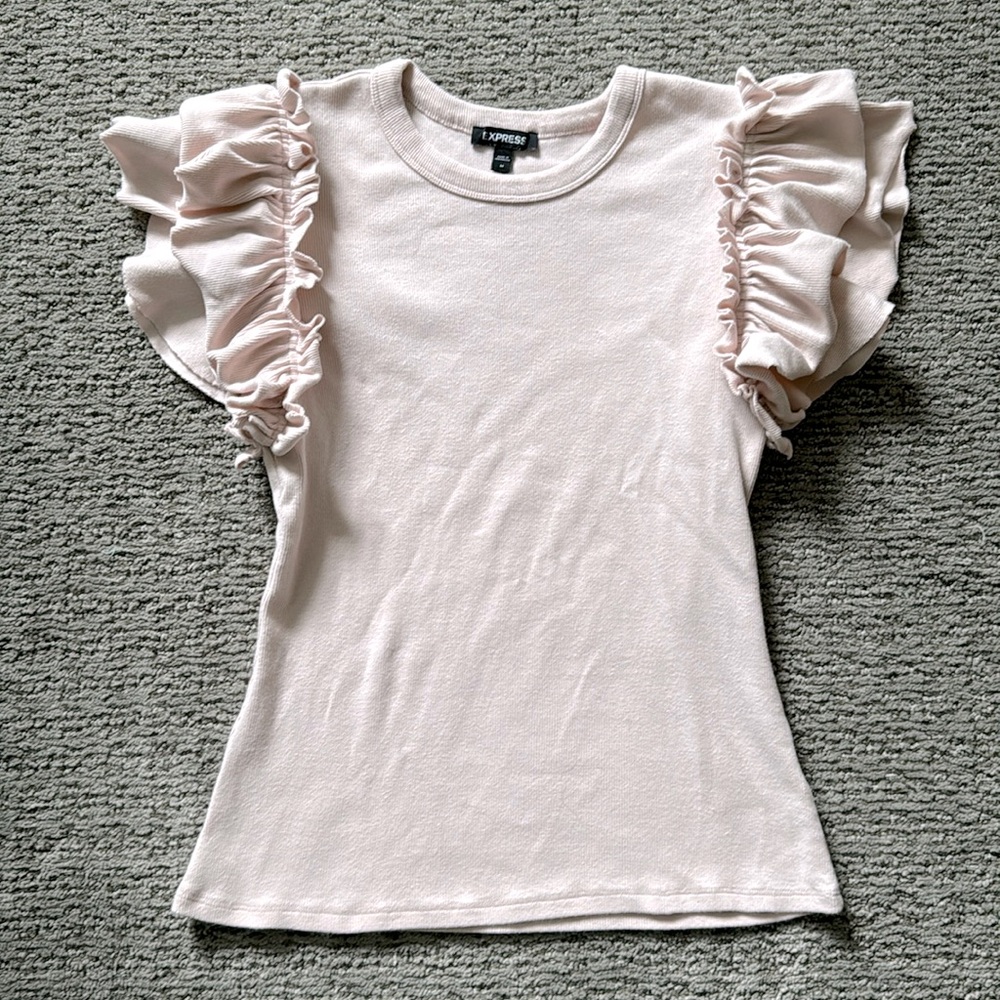 Express Light Pink Ruffle Top Women’s Size Medium
